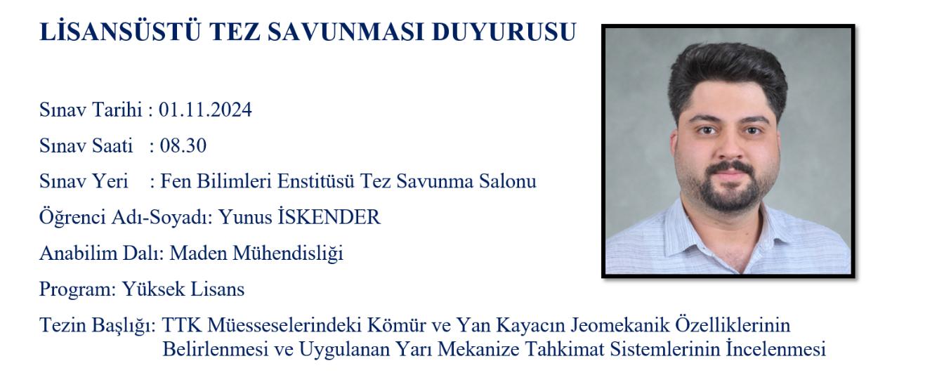 Lisansüstü Tez Savunma Sınavı Yunus İSKENDER