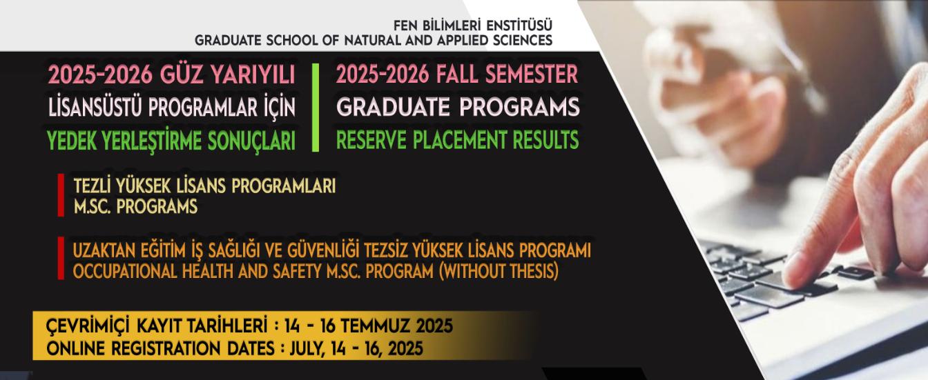 FBE | 2025-2026 Güz Yarıyılı Lisansüstü Programlar İçin Yedek Yerleştirme Sonuçları (1. İlan)